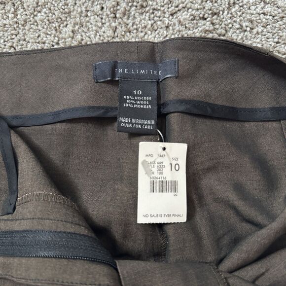THE LIMITED Brown Wool Mohair Mid Rise Wide Flare Leg Dress Pants Size 10 NWT - Picture 3 of 9